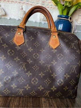 Louis Vuitton speedy 30 cm vintage Brown Monogram  with Tan Handles